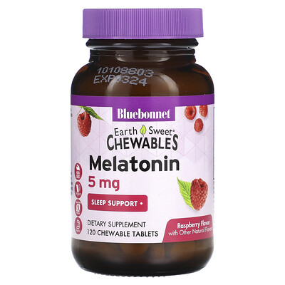 

Bluebonnet Nutrition Earth Sweet Chewables Melatonin Raspberry 5 mg 120 Chewable Tablets