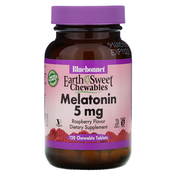 Earth Sweet Chewables, Melatonin, Natural Raspberry Flavor, 5 mg, 120 Chewable Tablets