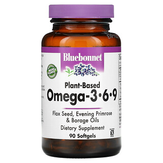 Bluebonnet Nutrition, Omega-3-6-9 basado en plantas, 90 cápsulas blandas
