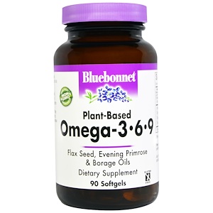 Купить Bluebonnet Nutrition, Растительные омега 3-6-9 кислоты, 90 капсул  на IHerb