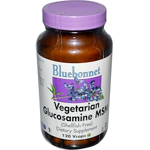 Bluebonnet Nutrition, Вегетарианский глюкозамин МСМ, 120 растительных капсул