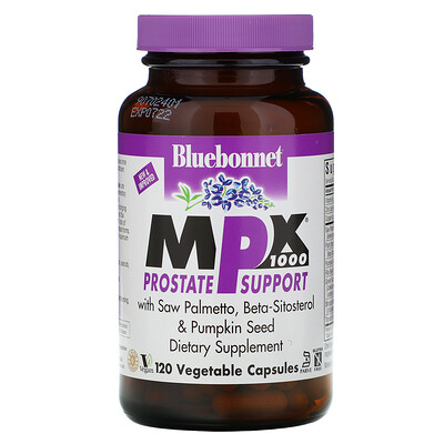 Bluebonnet Nutrition MPX 1000, поддержка предстательной железы, 120 вегетарианских капсул