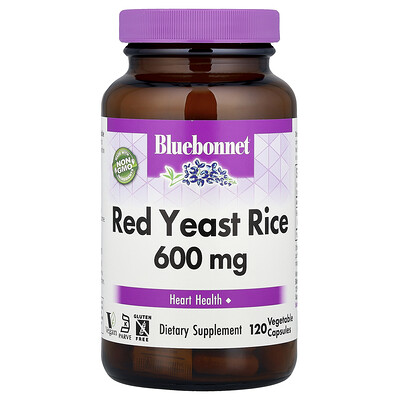 Bluebonnet Nutrition, Arroz de levadura roja, 600 mg, 120 cápsulas vegetales