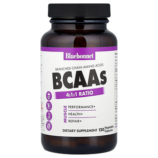 Bluebonnet Nutrition, BCAAs, Verhältnis 4:1:1, 120 pflanzliche Kapseln