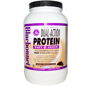 Bluebonnet Nutrition, Протеин двойного действия, сывороточный протеин и казеин, натуральный шоколадный вкус, 2.1 фунтов (952 г)
