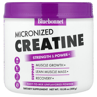Bluebonnet Nutrition, микронизированный креатин в порошке, без добавок, 300 г (10,58 унции)