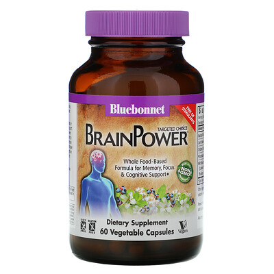 Bluebonnet Nutrition Targeted Choice, Brain Power, поддержка мозга, 60 растительных капсул