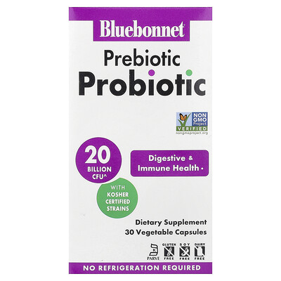Product Image for Bluebonnet Nutrition, Prebiotic Probiotic, 30 Vegetable Capsules