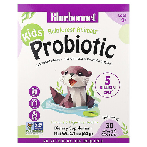 Bluebonnet Nutrition, Kids, Probiotic, Ages 2+, Unflavored, 30 Stick Packs, 0.07 oz (2 g) Each