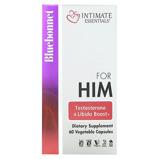 Bluebonnet Nutrition, Intimate Essentials, Para él, Potencia la testosterona y la libido, 60 cápsulas vegetales