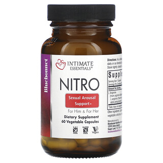 Bluebonnet Nutrition, Intimate Essentials, Nitro, Para él y para ella, 60 cápsulas vegetales (300 mg por cápsula)