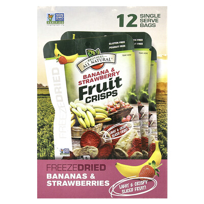 Product Image for Brothers-All-Natural, Fruit Crisps, Banana & Strawberries, 12 Single-Serve Bags, 0.42 oz (12 g) Each