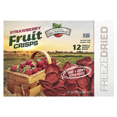 Product Image for Brothers-All-Natural, Fruit Crisps, Strawberry, 12 Single-Serve Bags, 0.26 oz (7.5 g) Each