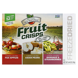 Brothers-All-Natural, Varieret pakke med frugtchips, 12 portionsposer, 10 g pr. stk.