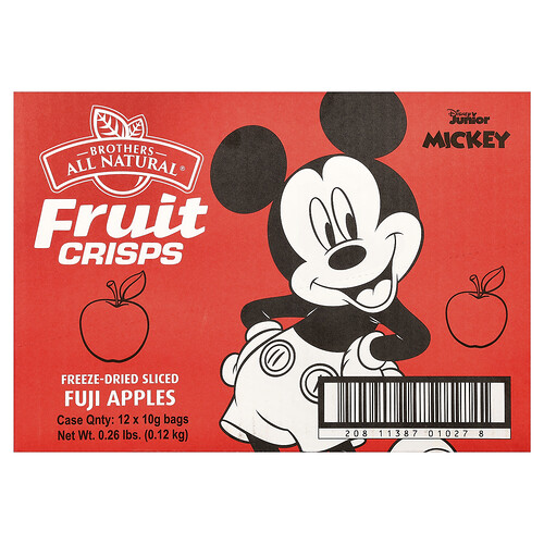 Brothers-all-natural Fruit Crisps, Fuji Apples, Disney Junior, 12 Bags, 0.35 oz (10 g) Each