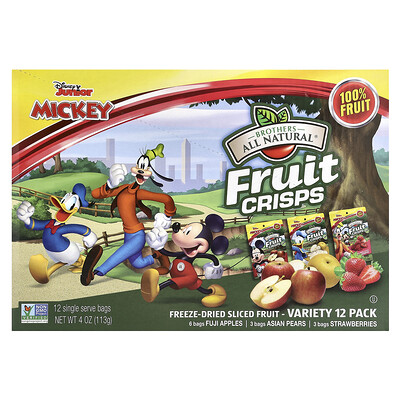 Product Image for Brothers-All-Natural, Disney Junior, Fruit Crisps, Variety Pack, 12 Single Serve Bags, 4 oz (113 g)