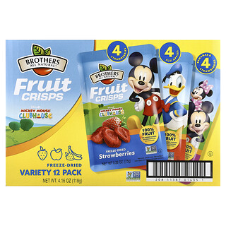 بروذرز-آل-ناتورال‏, Disney Junior ، رقائق البطاطس بالفواكه ، عبوة متنوعة ، 12 كيسًا فرديًا ، 4 أونصة (113 جم)