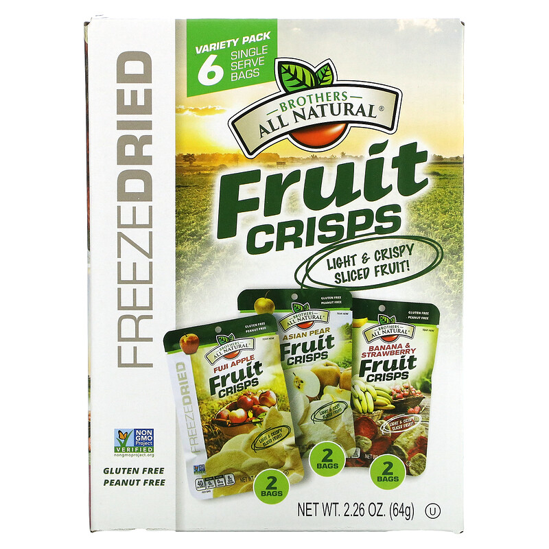 Freeze Dried Fruit Crisps Variety Pack 6 Single Serve Bags 226 oz 64 g