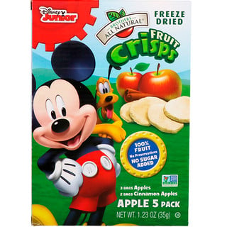 Brothers-All-Natural, Chips de fruits, Disney Junior, pommes et pommes à la cannelle, paquet de 5, 1,23 oz (35 g)