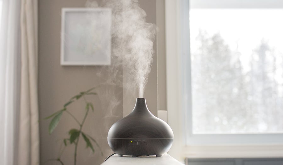 Aromatherapy essential oils diffusing at home