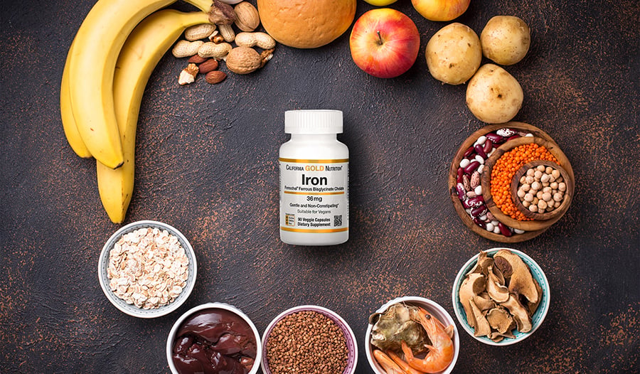 Food sources of iron with iron supplement in middle