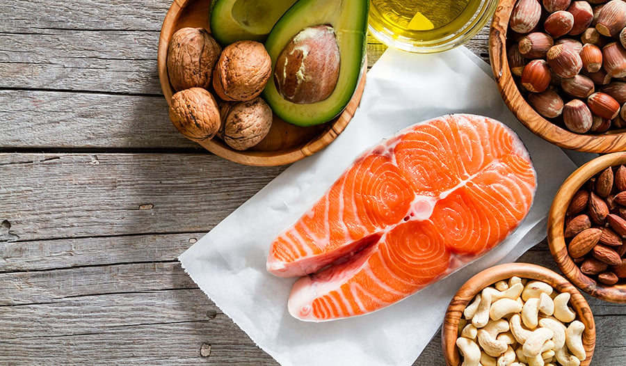 Healthy protein sources: salmon and nuts