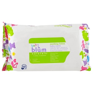 Blum Naturals, Для Младенца, Смягчающий Лосьон, Детские влажные салфетки, Без Запаха, 72 салфетки