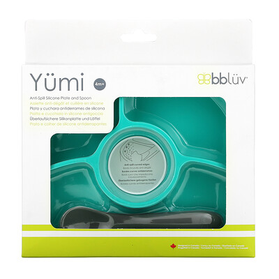 Bbluv Yumi Anti-Spill Silicone Plate And Spoon 4+ Months Green 1 Set