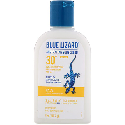 Blue Lizard Australian Sunscreen Face, Mineral-Based Sunscreen, SPF 30+, 5 oz (141.7 g)