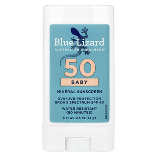 Blue Lizard Australian Sunscreen, Bebeluş, stick de protecție solară minerală, SPF50+, 0,5 oz (14 g)