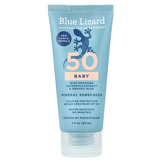 Blue Lizard Australian Sunscreen, Cremă de protecție solară minerală pentru bebeluși, SPF 50, 89 ml