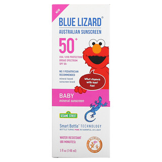 Blue Lizard Australian Sunscreen, 嬰兒，礦物質抗曬霜，SPF 50+，5 液量盎司（148 毫升）