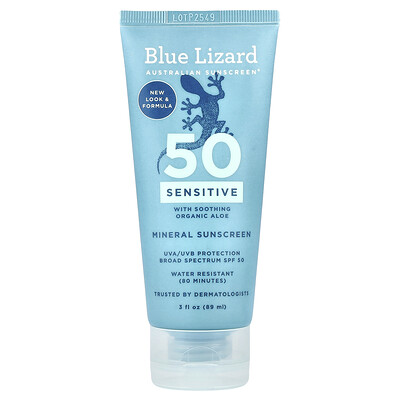 Product Image for Blue Lizard Australian Sunscreen, Sensitive Mineral Sunscreen, SPF 50, 3 fl oz (89 ml)