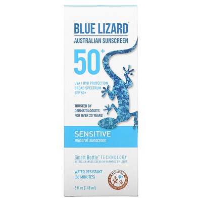 Blue Lizard Australian Sunscreen Sensitive, минеральное солнцезащитное средство, SPF 50+, 148 мл (5 жидк. Унций)