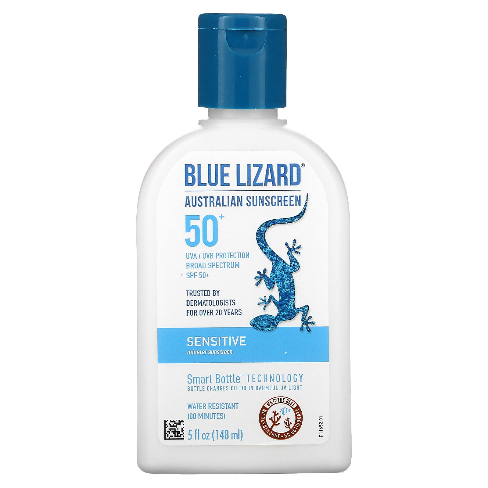 Blue Lizard Australian Sunscreen, Sensitive, Mineral Sunscreen, SPF 50+, 5 fl oz (148 ml)