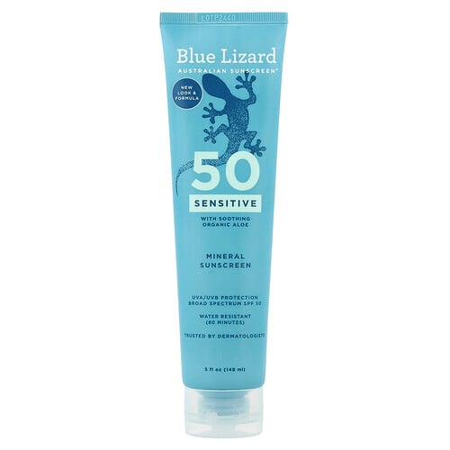 Blue Lizard Australian Sunscreen, Sensitive Mineral Sunscreen, SPF 50, 5 fl oz (148 ml)