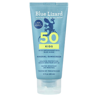 Blue Lizard Australian Sunscreen, Cremă de protecție solară minerală pentru copii, SPF 50, 89 ml