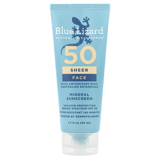 Blue Lizard Australian Sunscreen, protecție solară minerală Sheer Face, SPF 50, 50 ml