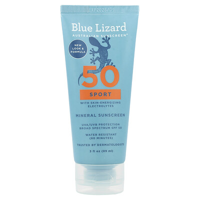Product Image for Blue Lizard Australian Sunscreen, Sport Mineral Sunscreen, SPF 50, 3 fl oz (89 ml)