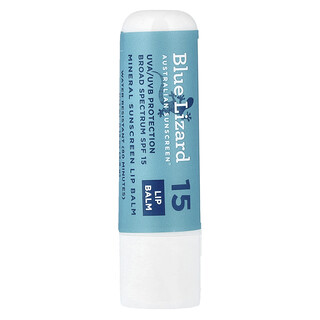 澳洲藍蜥蜴, 礦物質抗曬潤唇膏，SPF 15，天然椰香，0.13 盎司（3.8 克）