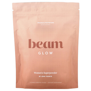 Beam, Glow, клубника и киви, 15 стик-пакетов по 6,3 г (0,22 унции)