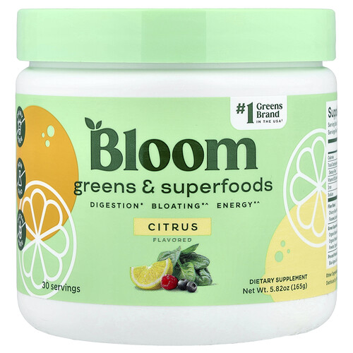Bloom Nutrition, Greens & Superfoods, Citrus, 5.82 oz (165 g)