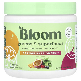 Bloom, Greens & Superfoods, Naranja y maracuyá, 183,6 g (6,45 oz)