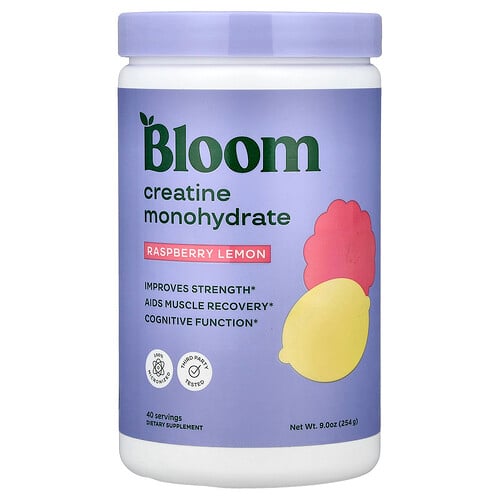 Bloom Creatine Monohydrate, Raspberry Lemon, 9 oz (254 g)