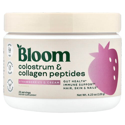 Bloom, Colostrum & Collagen Peptides, Kolostrum- und Kollagenpeptide, Erdbeeren und Sahne, 120 g (4,23 oz.)