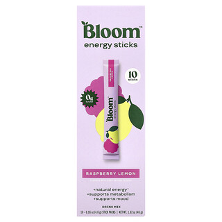 Bloom, エナジースティック、ラズベリーレモン、10本、各4.6g（0.16オンス）