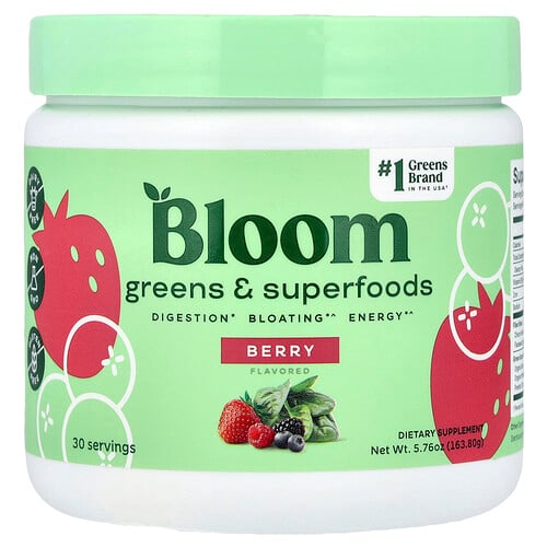 Bloom Greens & Superfoods, Berry, 5.76 oz (163.8 g)