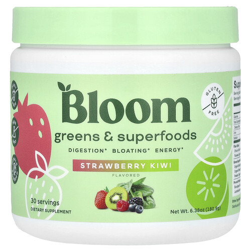 Bloom Greens & Superfoods, Strawberry Kiwi, 6.38 oz (180.9 g)