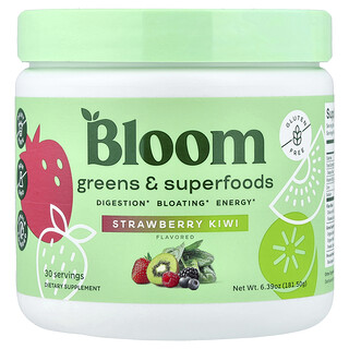 Bloom Nutrition, Greens & Superfoods, Strawberry Kiwi, 6.39 oz (181.50 g)