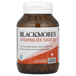 Blackmores, D3 Vitamini, 25 mcg (1.000 IU), 200 Kapsül